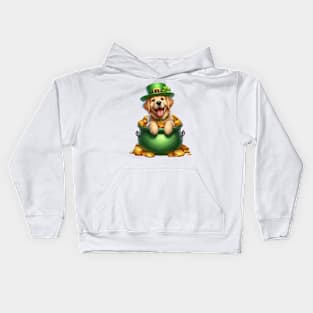 St Patricks Day Golden Retriever Dog Kids Hoodie